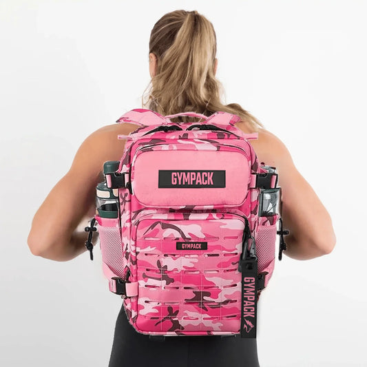 Mochila de Gimnasio 25L – Camuflaje Rosa | Gympack Pro